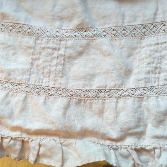 Old Navy Linen Midi Skirt Womens 8 Pink Crochet Ruffle Boho Cottagecore - Picture 7 of 7